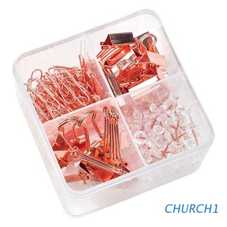 CHURCH 171 unids/caja multiusos Clips de papel titular de entradas oro rosa Push Pins Thumbtack