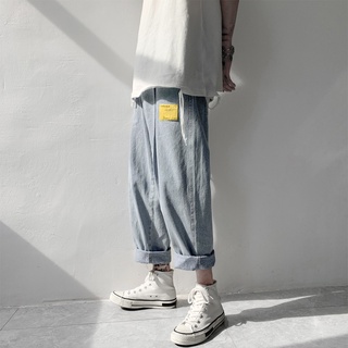 jeans de los hombres 2021nueva marca de moda suelta verano tobillo longitud pantalones simples ins moda recta casual pantalones
