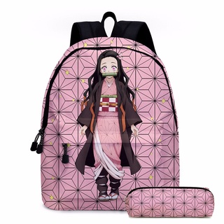Demon Slayer Mochila Escolar Tote Bag Lona Unisex Estudiante Casual Bolsa Pequeña Conjunto Tanjirou Giyuu Nezuko