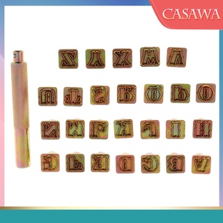 [casawa] 1 pieza de cuero Craft alfabeto sello herramienta con mango juego de punzón