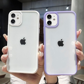 Funda Carcasa de transparente Borde de color macaron para iPhone 11 12 13 Pro Max XR 7 8 Plus SE 2020