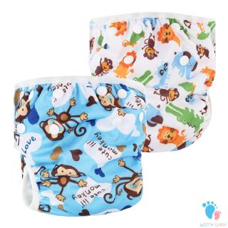 [Witty]pantalones lavables impermeables para pañales de algodón de dibujos animados para bebés/niñas