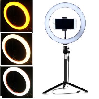 10 pulgadas LED anillo de luz anillo de la lámpara con trípodes 26 cm Selfie Ringlight maquillaje Tatoo Vlogger luz regulable
