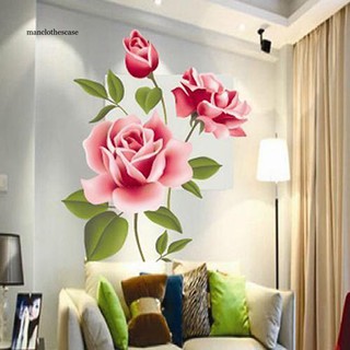 Mcc_Diy decoración del hogar TV fondo extraíble rosa flor pegatina de pared