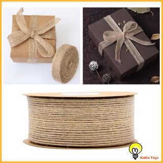 Un rollo de tela de arpillera tejida cinta 10 yardas, cinta de árbol de navidad para manualidades, adornos de boda de yute, Natural (3)
