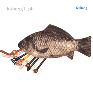 Kuhong carpa tipo pez cremallera bolsa rara lápiz estuche de maquillaje bolsa de estudiante niños