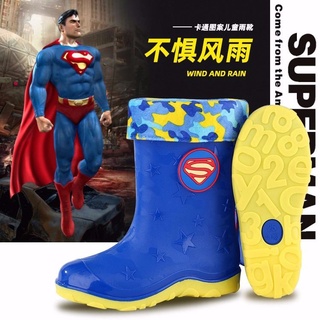 Four seasons niños zapatos de lluvia niños y niñas Superman tubo medio antideslizante de felpa niño medio dgsjljx.my9.25