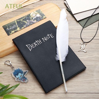 atful papelería cuaderno anime tema escritura diario death note pad cuero cubierta suministros de oficina moda collar colgante pluma pluma en blanco bloc de notas