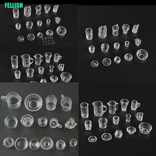 (Fel) set/15 pzas Mini vasos De bebidas transparentes platos vajilla miniatura