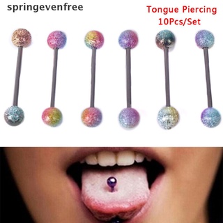 spef 10 unids/set acero colorido barbell lengua barras anillos cuerpo piercing joyería 14g gratis