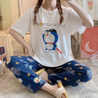 Las Mujeres De Dibujos Animados Pijamas De Hello Kitty Pikachu Más El Tamaño De La Camiseta Suelta Traje De Hogar Ropa De Dormir Baju Conjunto (5)