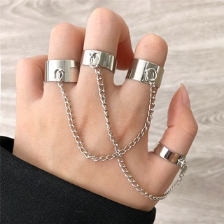 punk cool hiphop cadena anillos multicapa ajustable dedo abierto anillos conjunto de aleación hombre anillos para mujeres fiesta regalo joyería