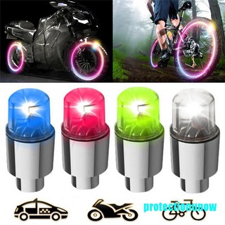 [protectionunow] 2 Piezas De Bicicleta Coche Motocicleta Rueda Neumático Válvula Tapa Flash Luz LED Radios Lámpara