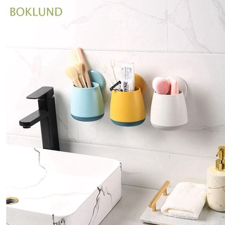 boklund cepillo de dientes de cocina titular de almacenamiento de brochas de maquillaje soporte de pasta de dientes estante montado en la pared baño gratis punch palillos casa caja organizadora