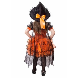 Woweuropea Y Americana Transfronteriza Ropa Infantil Fiesta De Halloween Araña Niñas Vestidos De Punto Chal Hueco Lindo