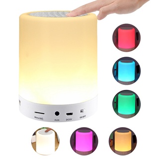 Portátil inteligente inalámbrico Bluetooth altavoz reproductor táctil Pat luz colorida Led luz de noche mesita de noche lámpara para dormir mejor