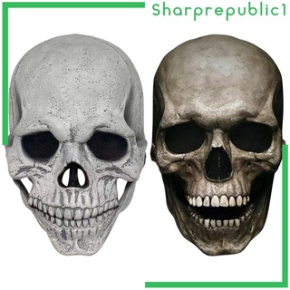 [Shpre1] máscara de Halloween calavera cara completa con látex de mandíbula móvil, máscara de Halloween tocado fantasma mascarada Cosplay fiesta accesorios (1)
