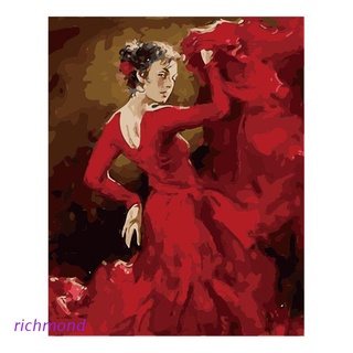 RICHM Paint By Numbers For Adults and Kids DIY Oil Painting Gift Kits Pre-Printed Canvas Art Home Decoration -Red Dancing Girl