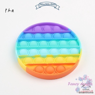 🔥Stock listo🔥Nuevo arco iris Pop It redondo Fidget niños juguete empuje burbuja alivio del estrés (8)
