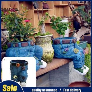 Cheasygirl elegante contenedor de plantas creativo azul Jeans maceta decoración jardín drenaje agujero diseño para plantar suculentas
