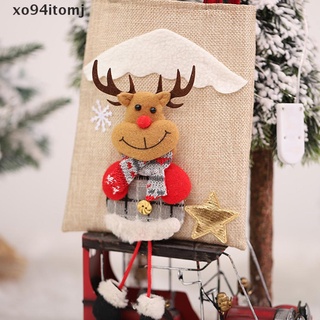 [mj] navidad muñeco de nieve viejo alce bolsa de lino máquina bordada regalo caramelo bolsa.