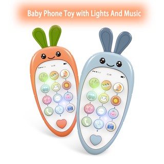 Juguete de dibujos animados teléfono Musical de dibujos animados de zanahoria teléfono juguetes para niños educación temprana juguetes de música Material seguro juguete educativo