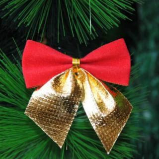 12 unids/set de navidad Color rojo plata oro arco para árbol de navidad adornos decoración del hogar decoraciones de navidad arco nudo (7)