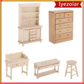 [lyezoar] Accesorio De muebles De madera Para Casa De muñecas 1: 12 Set Life Scene decoración Ornamento (1)
