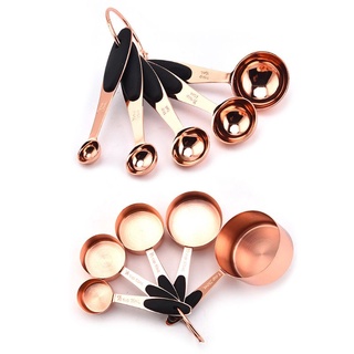 ST 5pcs Stainless Steel Measuring Cups Spoons Rose Gold Coffee Tea Kitchen Baking