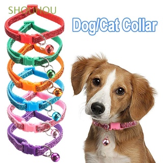SHOUHOU Collar ajustable para perro, hebilla, gatito, collares para gatos, suministros para mascotas, accesorios para cachorros, campana de lentejuelas, Multicolor