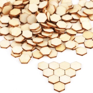 500 PCS Wood Chips Unfinished Wood Cutout Natural Honeycomb Wood (6)