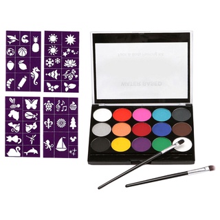 15 Colours Body Art Face Painting W/Brush Kit Water Based Makeup Supplies