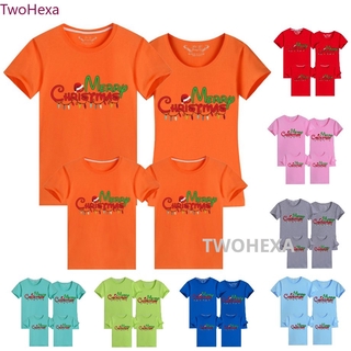 95 algodón 2020 nuevo patrón de letras de navidad impresión camiseta familia conjunto/pareja conjunto de manga corta naranja camisetas