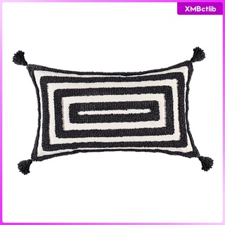 fundas de almohada geométricas suaves tufted de cuatro esquinas borla texturizada sofá decoración (3)