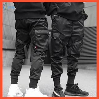 Pantalones Harem Casuales Para Hombre Hip Hop cargo Multibolsillo I08q