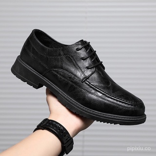 moda hombre de negocios zapatos de oficina cómodo cuero cordones zapatos casual kasut kulit qgvv