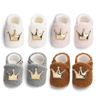 Bebé Invierno Corona Peludo Zapatos De Caminar Suela Suave Antideslizante Calzado Cuna Zapato