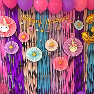 color crepe papel guirnalda rollo de papel cinta de cumpleaños fondo decoración de pared niños fiesta decoración