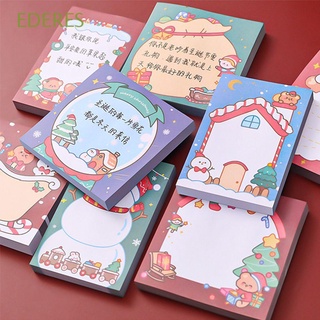 EDERES 50 Sheets Christmas Memo Pads Cartoon Message Notes Writing Paper Notepad Paper Cute Claus Office Supplies Self-Adhesive Kawaii Sticky Notes