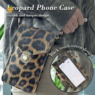 Crossbody Teléfono Móvil Bolsa PU Transparente Leopardo Impresión Para Llaves Monedas Dinero