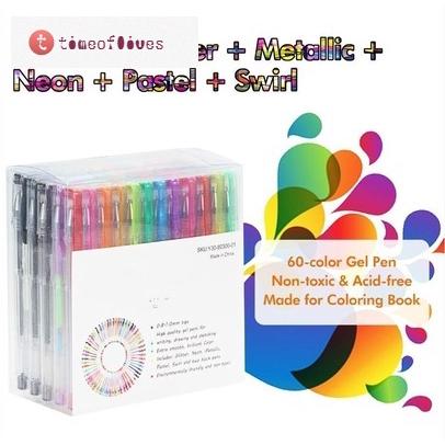 Adultcoloringbook-Recambios Para Bolígrafos De Tinta De Gel De Neón , Diseño De Purpurina Pastel Art