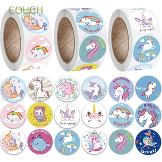 COUGH Cute Pattern Reward Sticker Kids Gift Unicorn Children Sticker 8 Designs 500pcs/roll School Teacher Mermaid