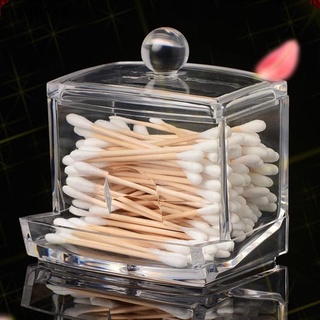 sutiska hisopos de algodón acrílico caja de almacenamiento portátil transparente maquillaje algodón co