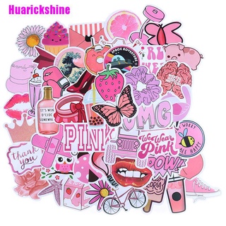 [Huarickshine] 50 pegatinas de dibujos animados para niñas rosadas, maleta de bricolaje, portátil, guitarra, bicicleta, coche, pegatinas