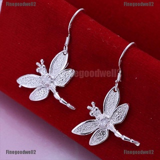 finegoodwell2 joyería de las mujeres de la moda dragonfly chapado en plata gancho gota colgante oreja pendientes gloria