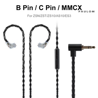 [paulom] cable para auriculares trenzado de cobre resistente al desgaste jcally con pin b/c/mmcx