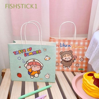 Fishstick1 para niños niñas con asa para niños bolsa de papel de cumpleaños panadería cajas bolsas de compras bolsas