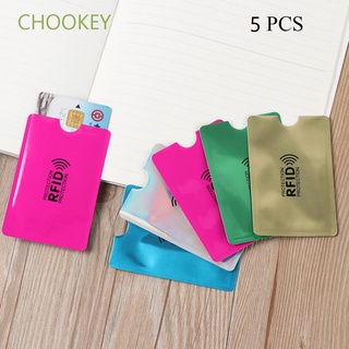 chookey 5pcs smart card holder bank protect funda cubierta rfid bloqueo antirrobo lector de aluminio tarjetas de crédito de seguridad manga cartera/multicolor