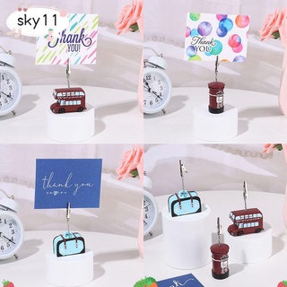 SKY Fashion Retro Message Card Clip Stationery Supplies Note Holder Creative Photo Stand Paper Clamp Bus Suitcase Letter Box Desktop Decoration Table Numbers Holder Memo Clip