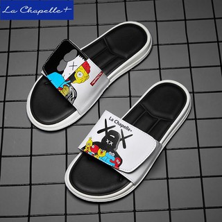 La Chapelle+ zapatillas de los hombres ropa de verano verano antideslizante tendencia Velcro playa graffiti sandalias y zapatillas